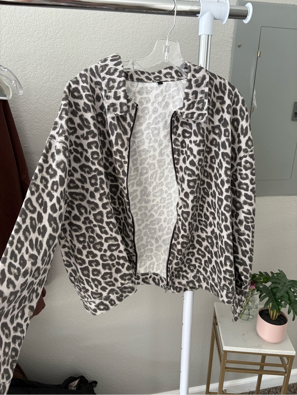 SHEIN Leopard Print Bomber Jacket - Taupe & Black